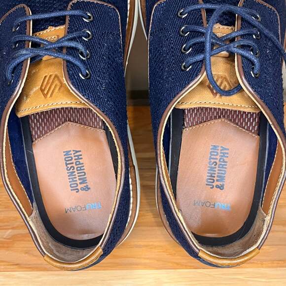 Johnston & Murphy Men's Upton Knit Wingtip Oxford in Navy - Picture 9 of 11